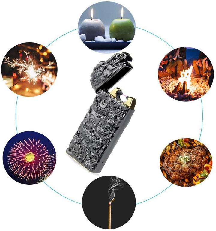 Plasma Rechargeable Electric Lighter with Engraved Design