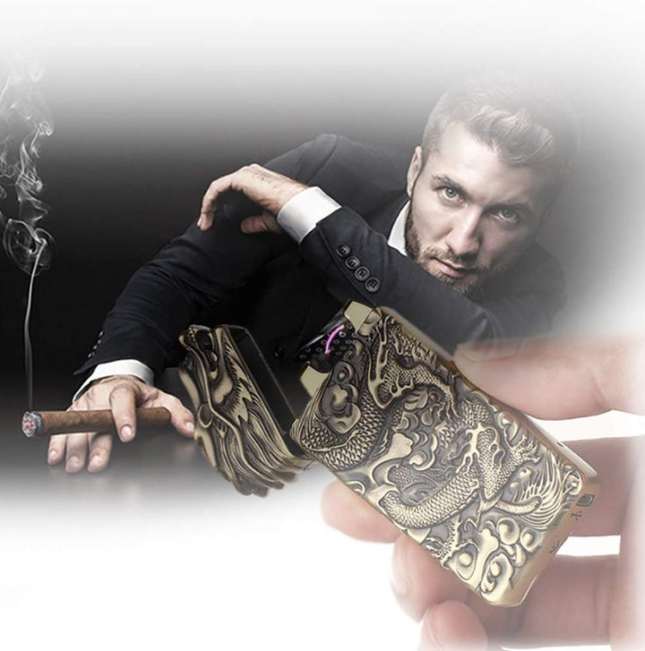 Plasma Rechargeable Electric Lighter with Engraved Design