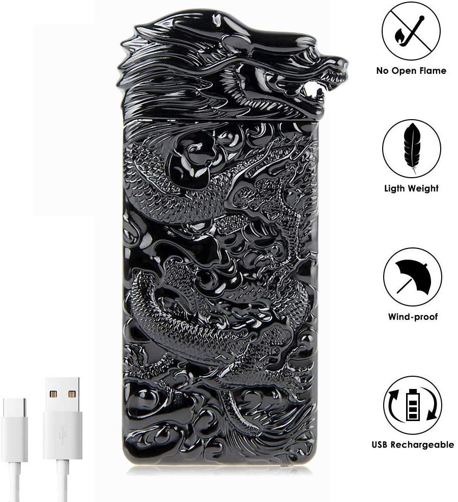 Plasma Rechargeable Electric Lighter with Engraved Design