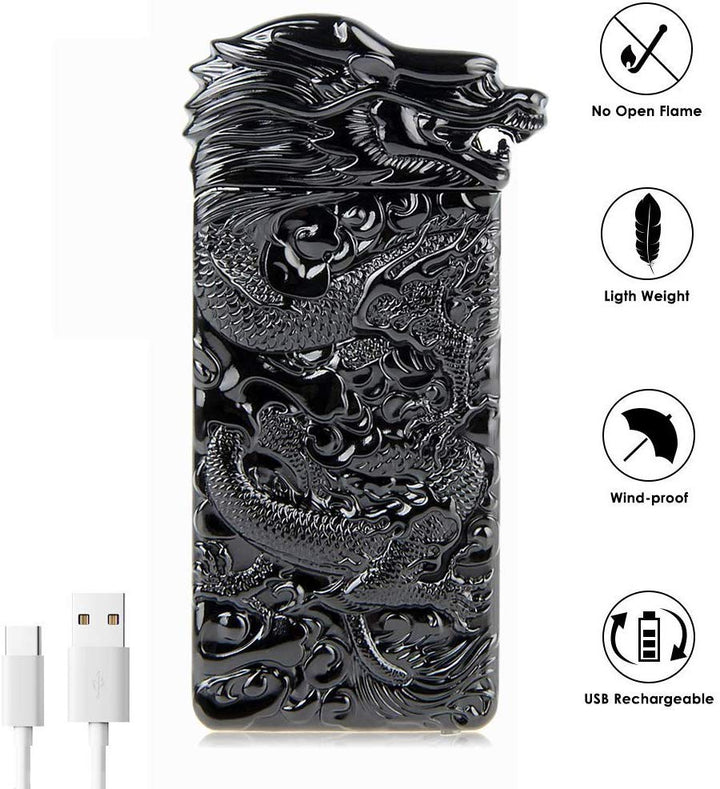 Plasma Rechargeable Electric Lighter with Engraved Design