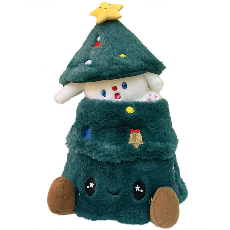 Plush Christmas Tree Doll with Dog Toy for Holiday Decor
