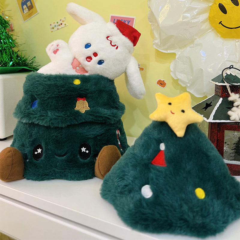 Plush Christmas Tree Doll with Dog Toy for Holiday Decor