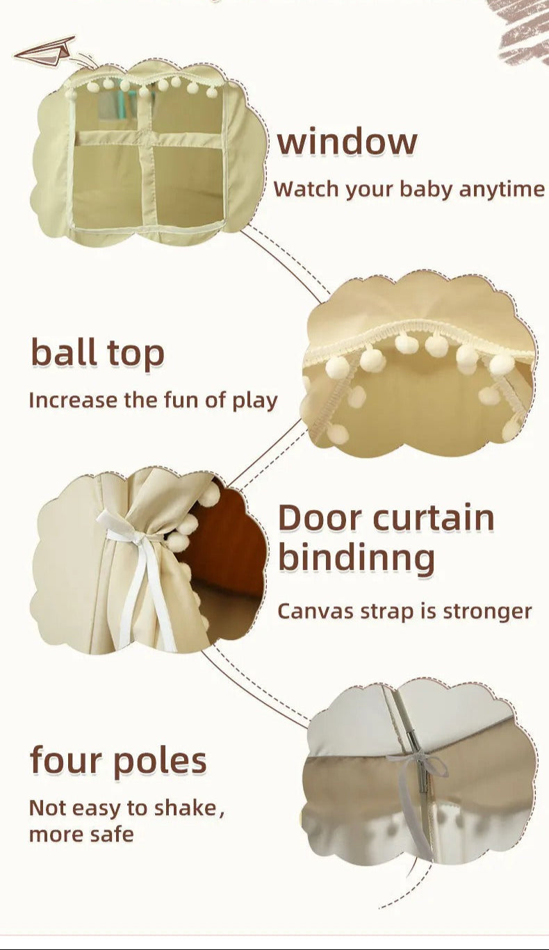 Plush Round Play Tent for Kids Indoor Outdoor Fun