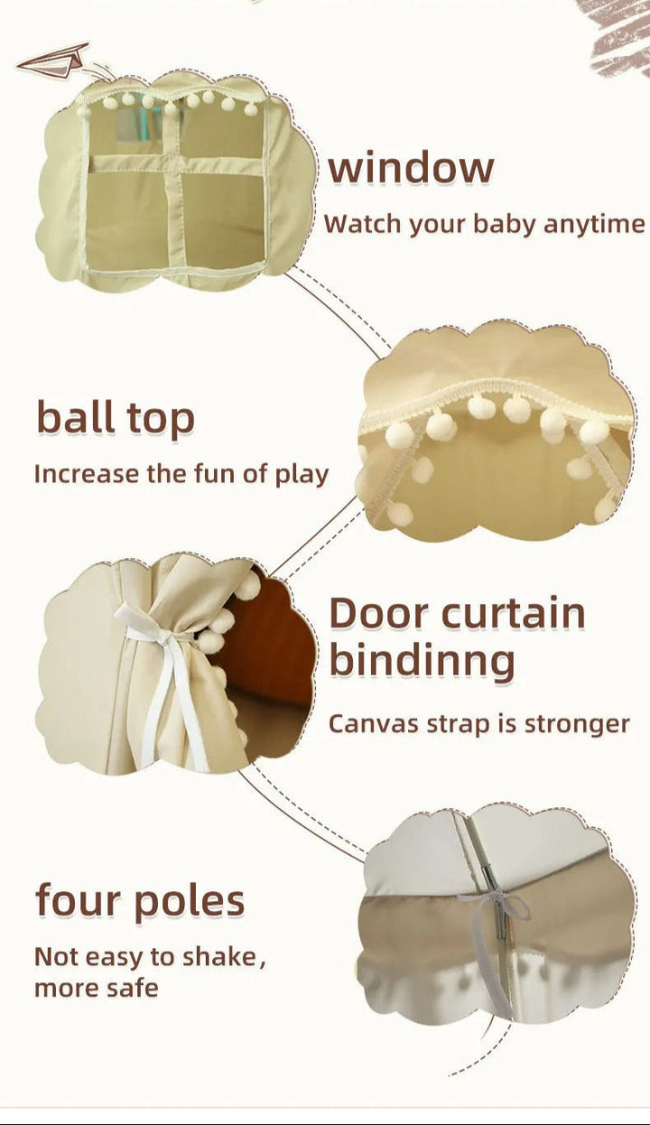 Plush Round Play Tent for Kids Indoor Outdoor Fun