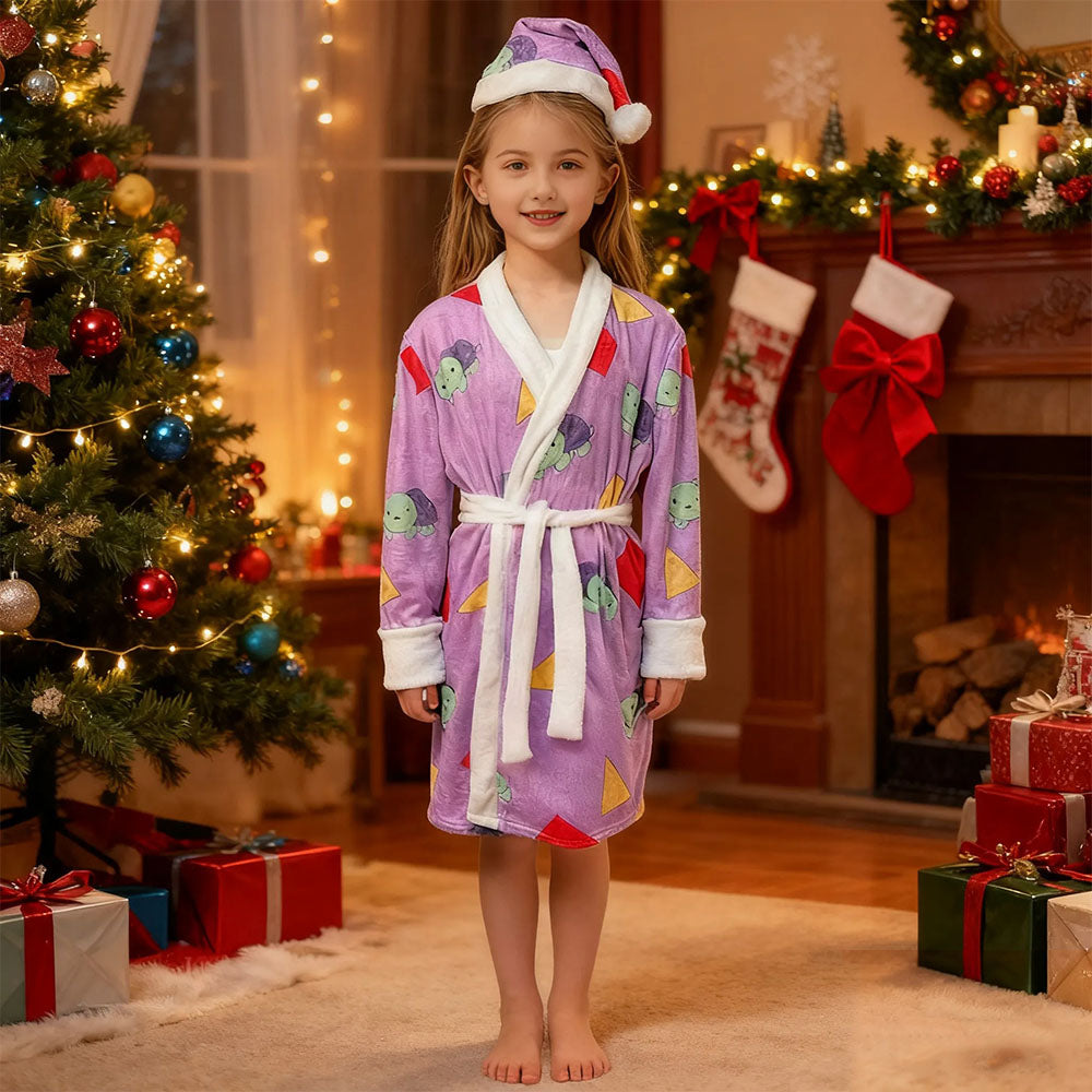 Pop Star Costume Robe with Santa Hat for Kids and Adults