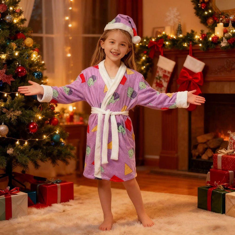 Pop Star Costume Robe with Santa Hat for Kids and Adults