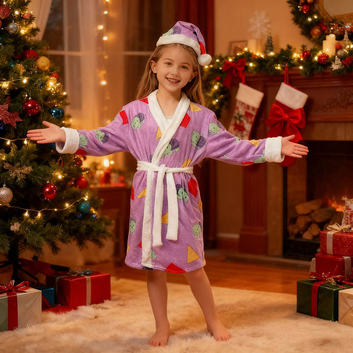 Pop Star Costume Robe with Santa Hat for Kids and Adults