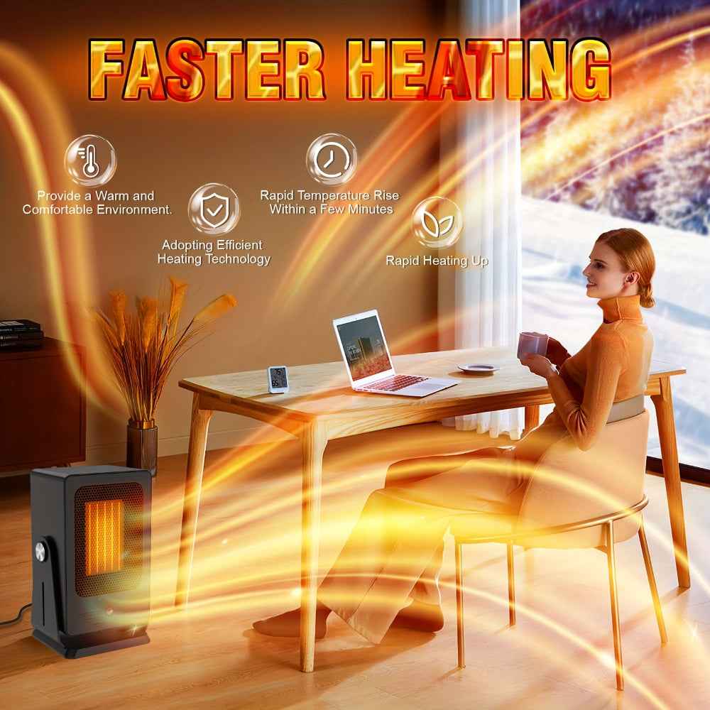 Portable Adjustable Space Heater with Thermostat Control