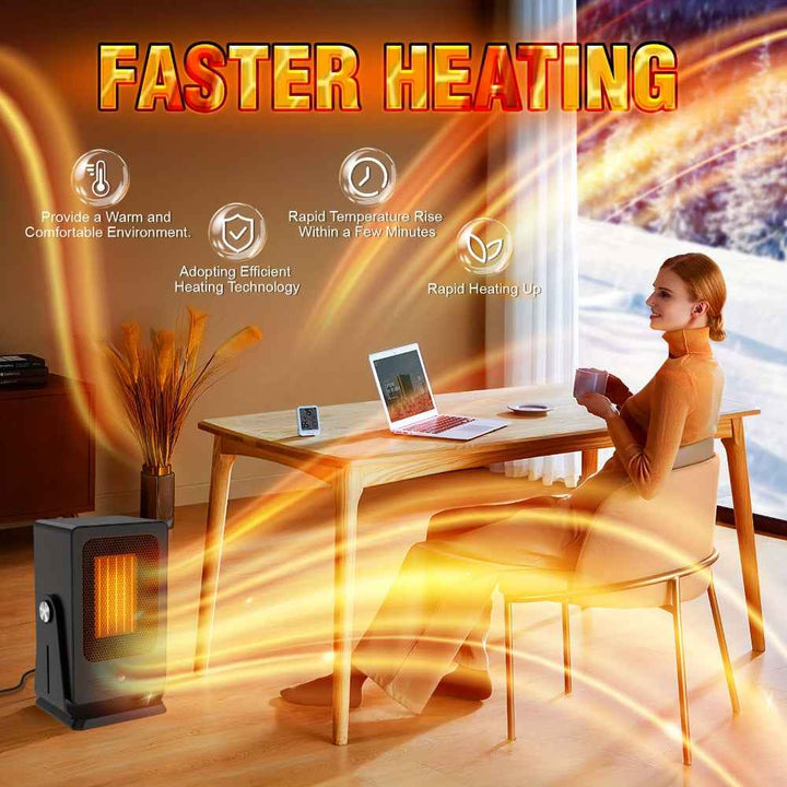 Portable Adjustable Space Heater with Thermostat Control