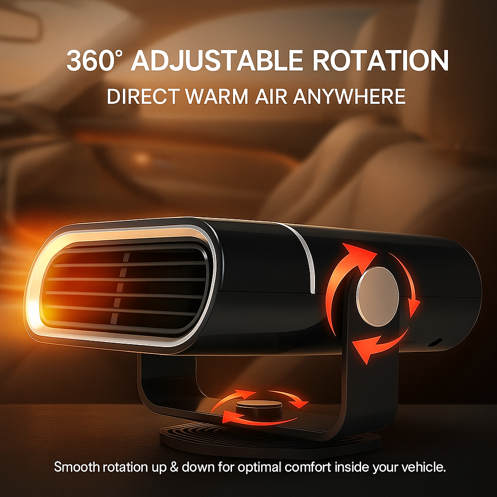 Portable Car Heater 4-in-1 Fan for Heating, Cooling, and Defrosting 12V