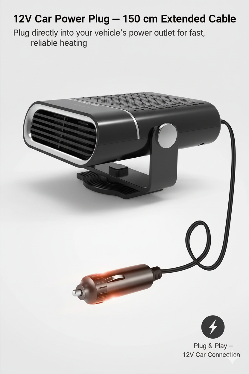 Portable Car Heater 4-in-1 Fan for Heating, Cooling, and Defrosting 12V