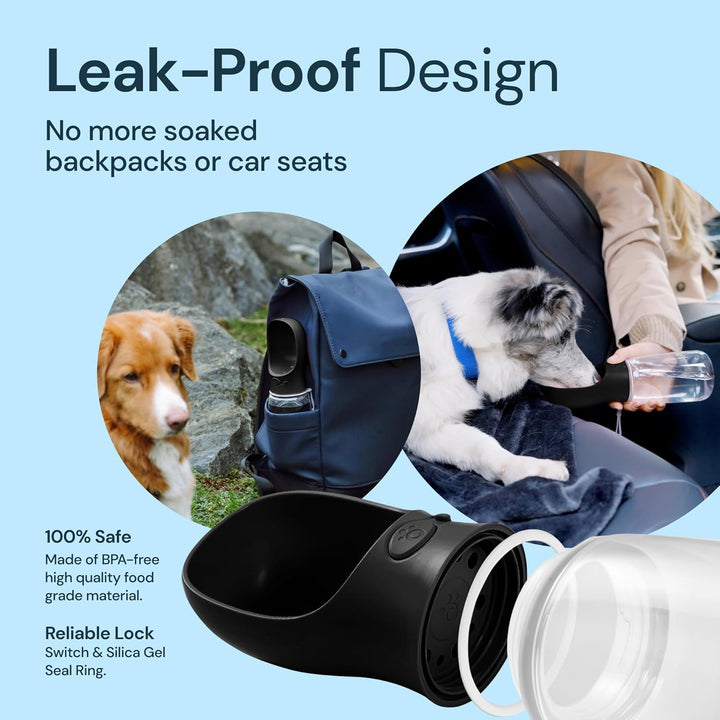 Portable Dog Water Bottle 19 oz for Outdoor Travel and Hiking
