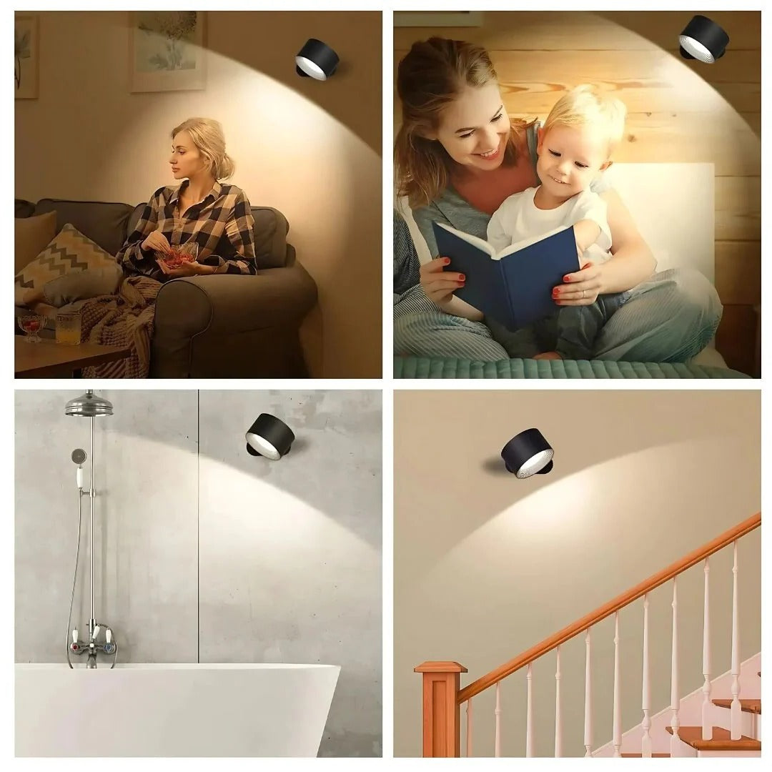 Rechargeable 360 Degree Rotating LED Wall Light Fixture