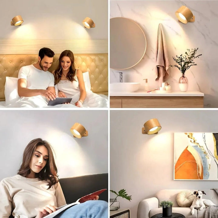 Rechargeable 360 Degree Rotating LED Wall Light Fixture