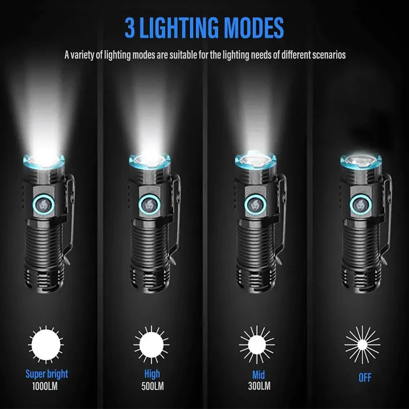 Rechargeable Compact LED Flashlight Torch for Outdoor Use