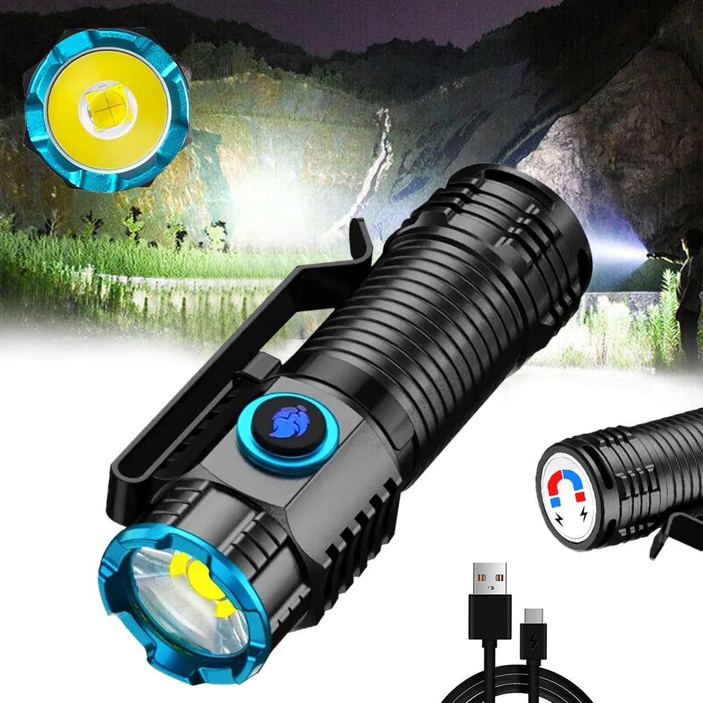 Rechargeable Compact LED Flashlight Torch for Outdoor Use