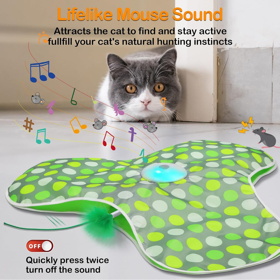 Rechargeable Interactive Cat Toy with Moving Feathers and Mouse