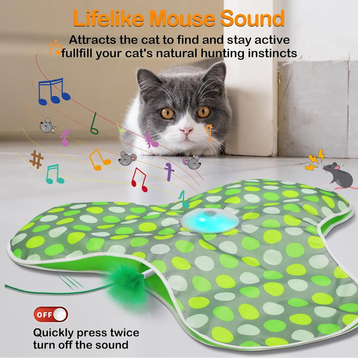 Rechargeable Interactive Cat Toy with Moving Feathers and Mouse