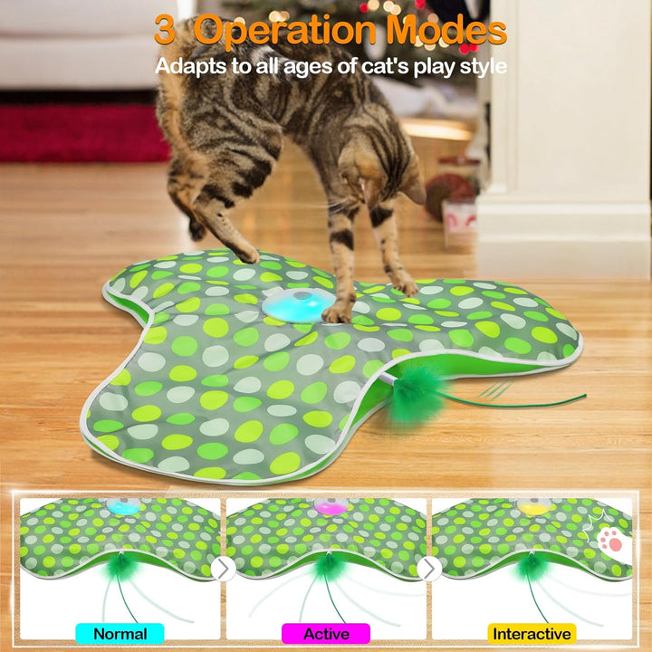 Rechargeable Interactive Cat Toy with Moving Feathers and Mouse