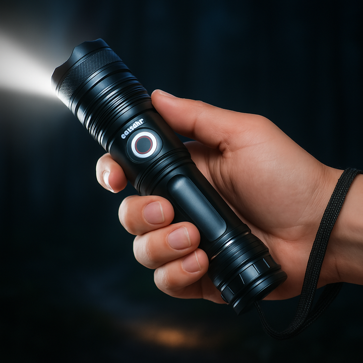 Rechargeable LED Flashlight with Zoom Function, Aluminum Body