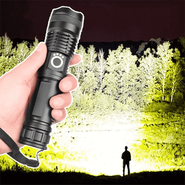 Rechargeable LED Flashlight with Zoom Function, Aluminum Body