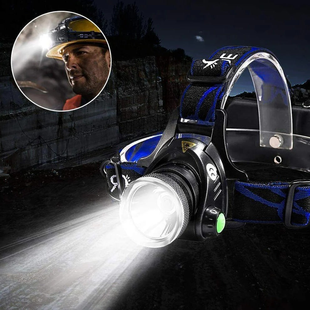 Rechargeable LED Headlamp 990000 Lumens for Outdoor Activities