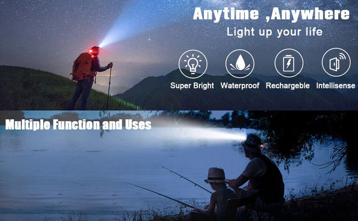 Rechargeable LED Headlamp 990000 Lumens for Outdoor Activities