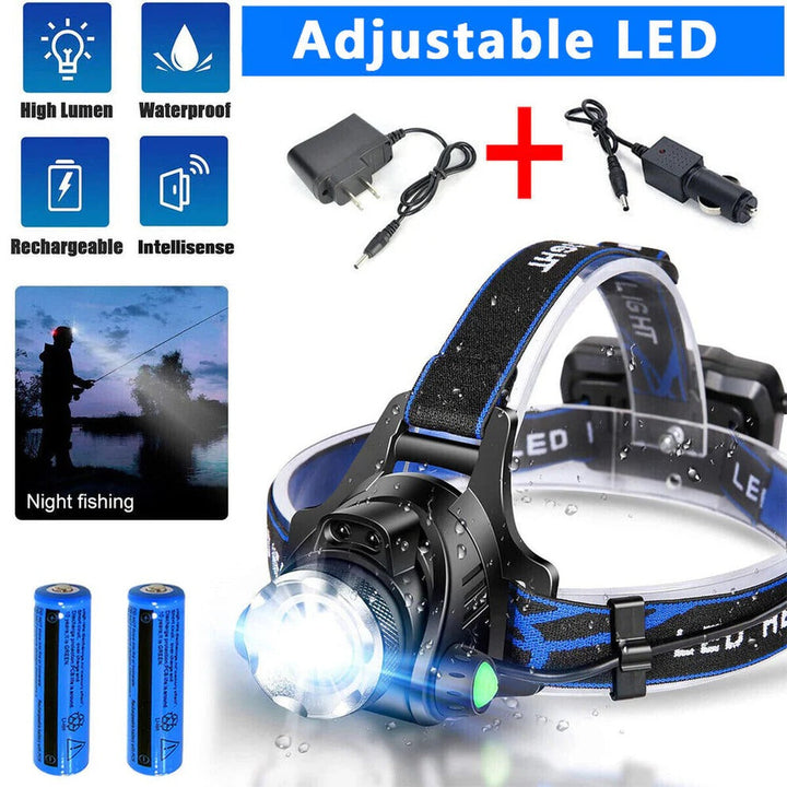 Rechargeable LED Headlamp 990000 Lumens for Outdoor Activities