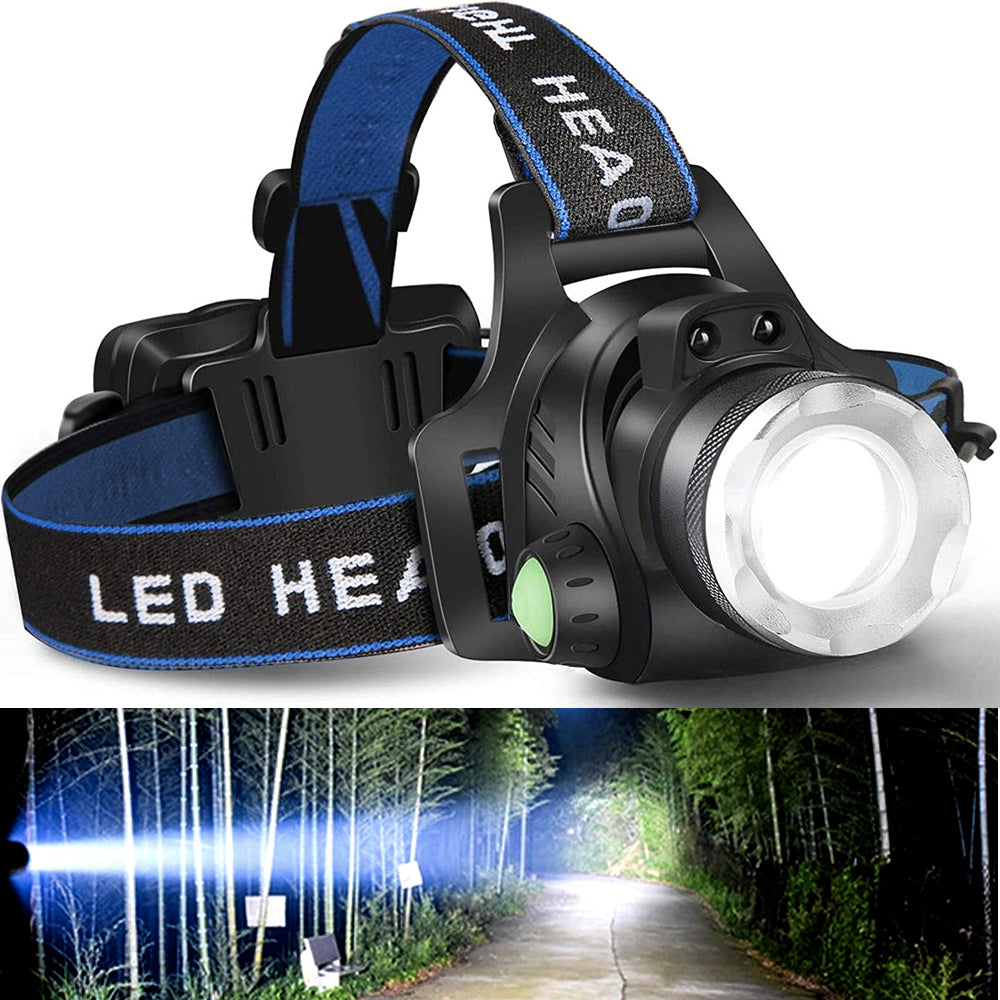Rechargeable LED Headlamp with 2 Batteries for Outdoor Use