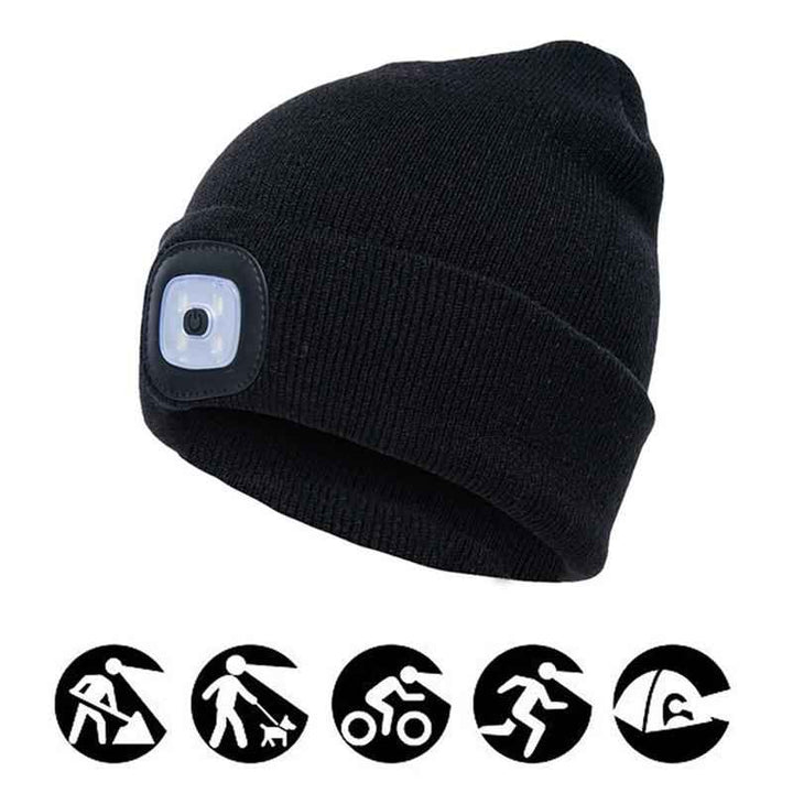 Rechargeable LED Lighted Beanie Hat for Outdoor Activities