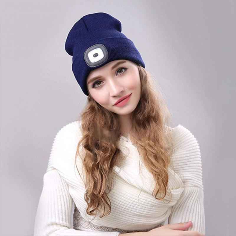 Rechargeable LED Lighted Beanie Hat for Outdoor Activities