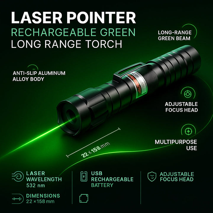 Rechargeable Long Range Laser Pointer Flashlight