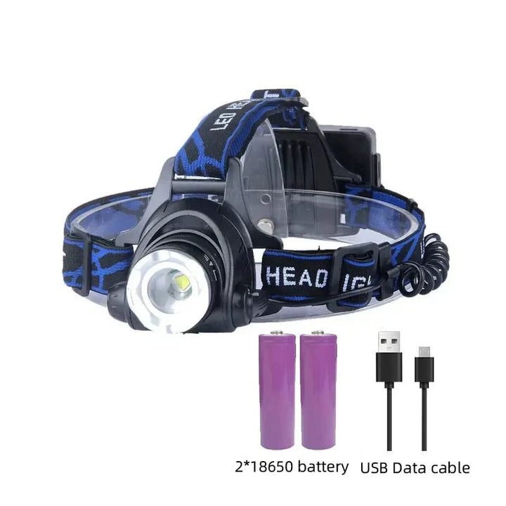 Rechargeable Waterproof LED Headlamp with Zoom Function