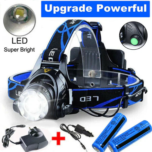 Rechargeable Zoomable LED Headlamp Tactical Flashlight
