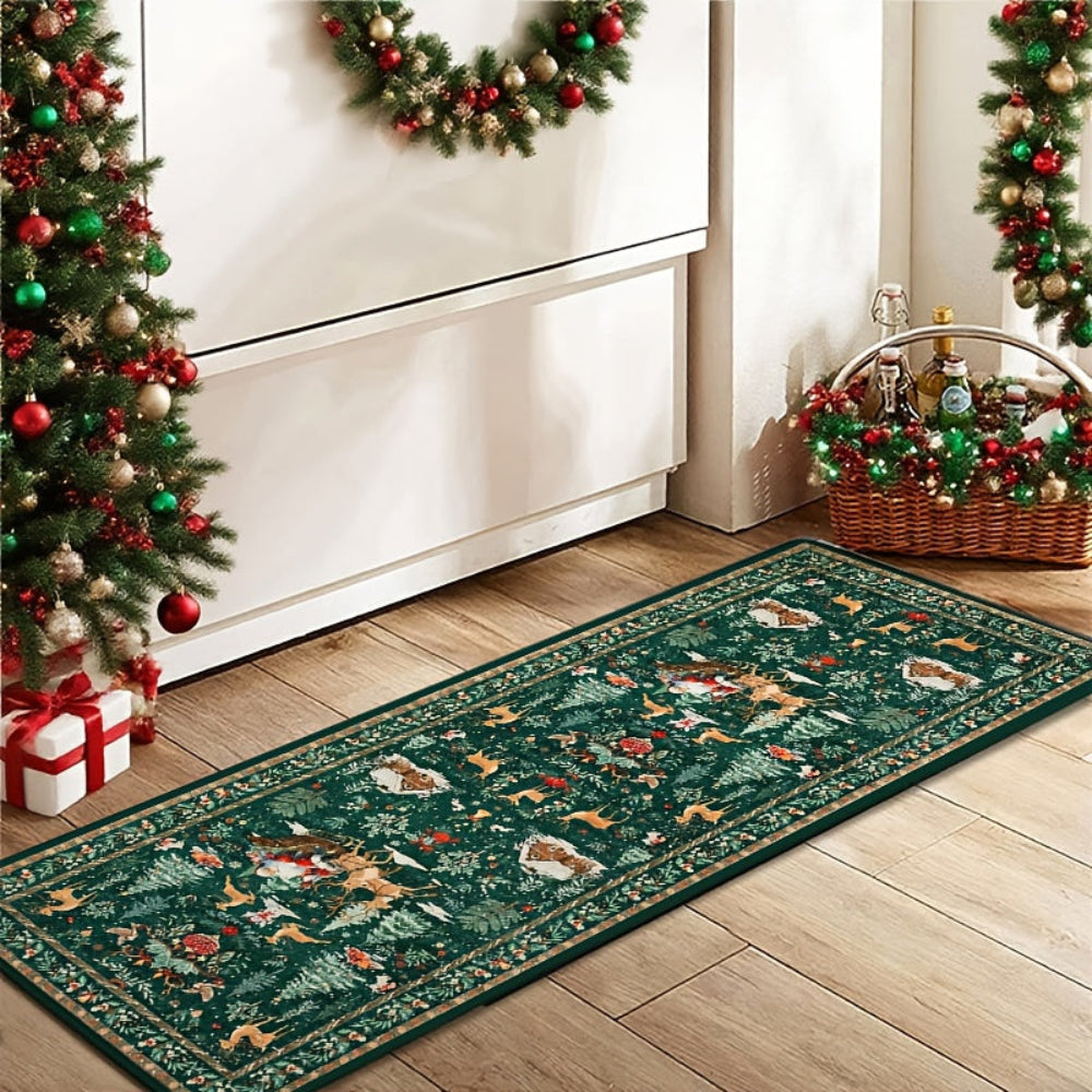 Reindeer Pattern Hallway Runner Rug Indoor Mat