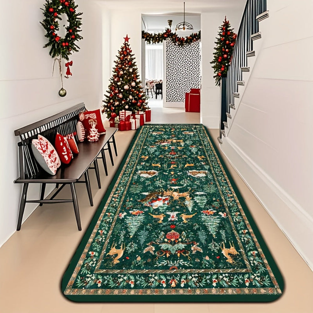 Reindeer Pattern Hallway Runner Rug Indoor Mat