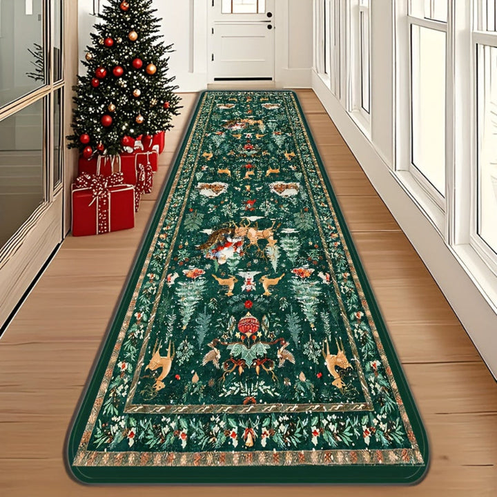 Reindeer Pattern Hallway Runner Rug Indoor Mat