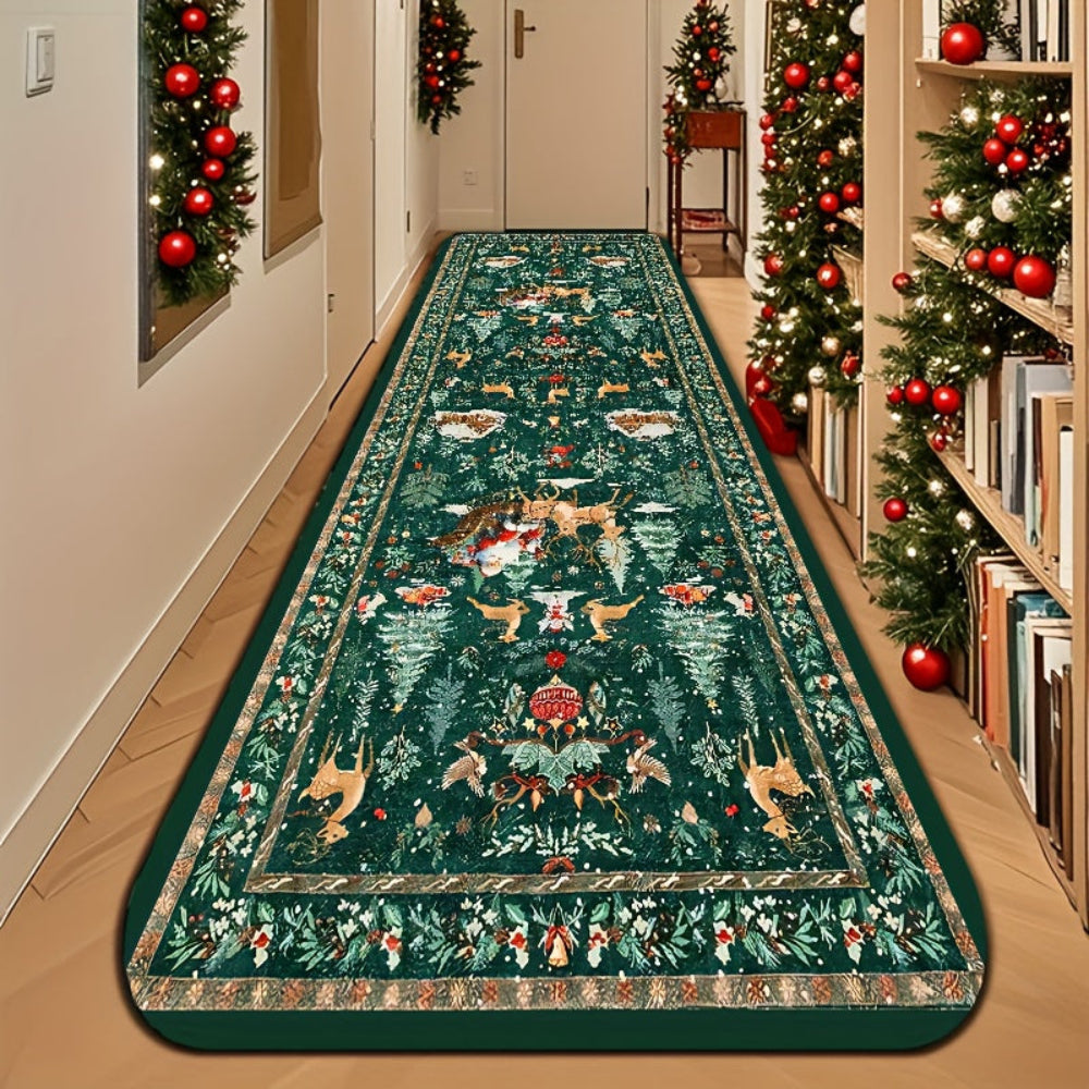 Reindeer Pattern Hallway Runner Rug Indoor Mat