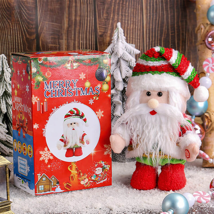Santa Plush Toy with LED Light for Holiday Decor