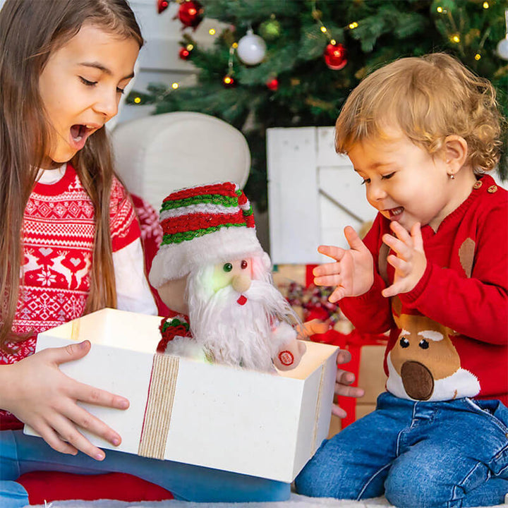 Santa Plush Toy with LED Light for Holiday Decor