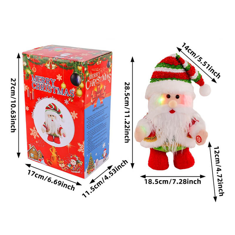 Santa Plush Toy with LED Light for Holiday Decor
