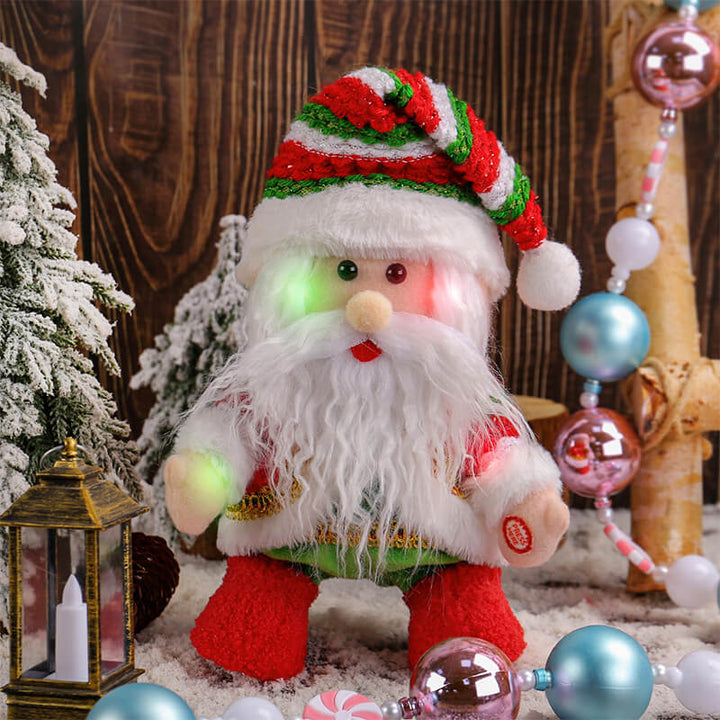 Santa Plush Toy with LED Light for Holiday Decor