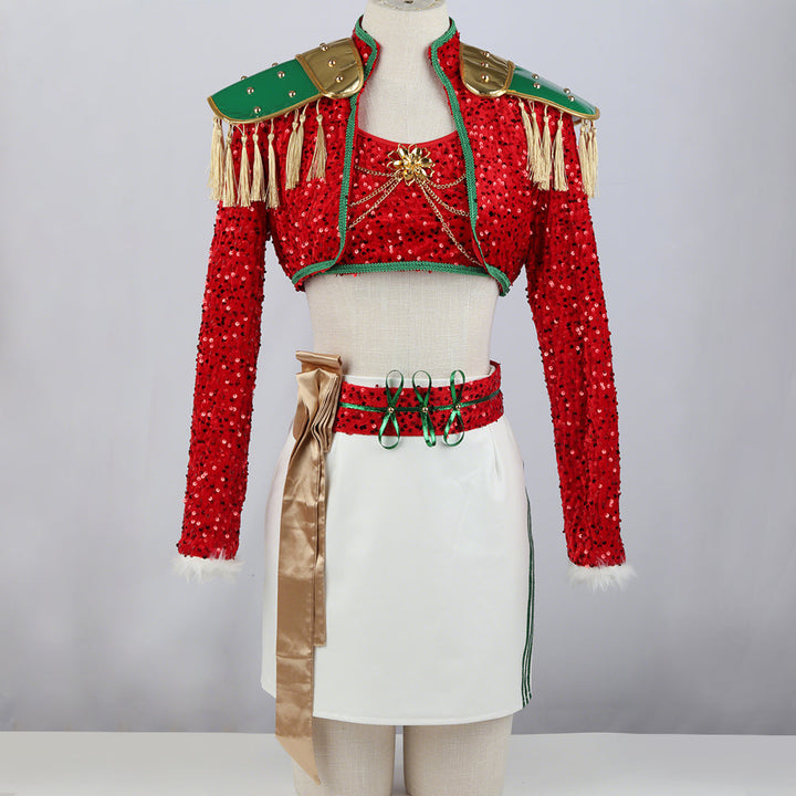 Sequin Crop Top and Skirt Costume Set