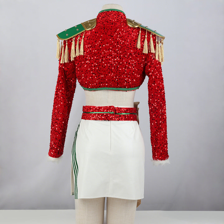 Sequin Crop Top and Skirt Costume Set