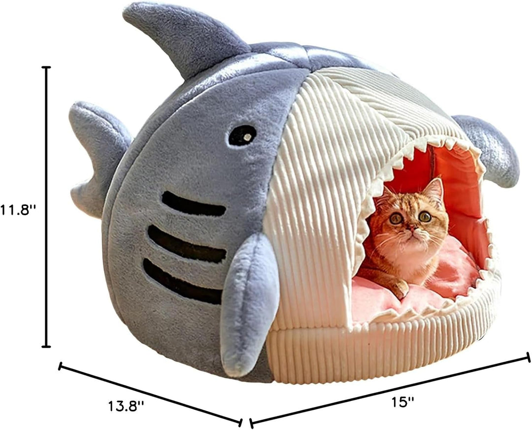 Shark Cat Bed Semi-Closed Nest for Cats and Dogs