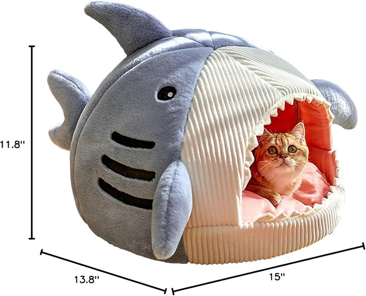 Shark Cat Bed Semi-Closed Nest for Cats and Dogs