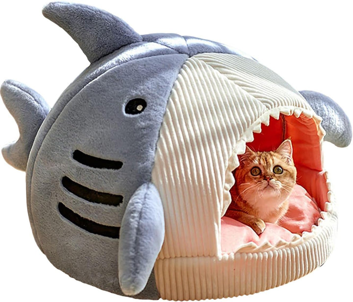 Shark Cat Bed Semi-Closed Nest for Cats and Dogs