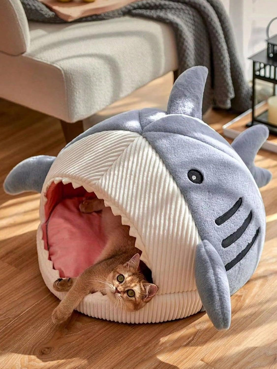 Shark Cat Bed Semi-Closed Nest for Cats and Dogs