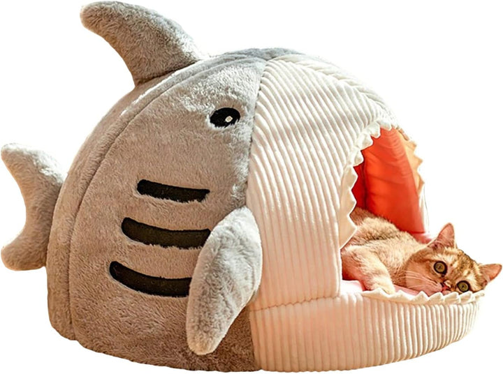 Shark Cat Bed Semi-Closed Nest for Cats and Dogs