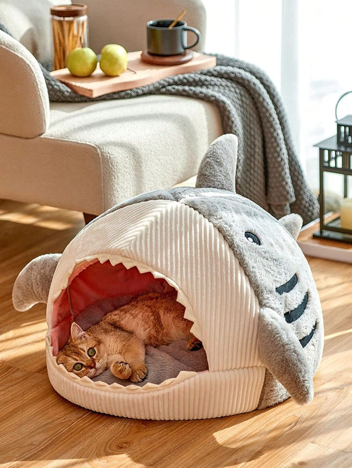 Shark Cat Bed Semi-Closed Nest for Cats and Dogs